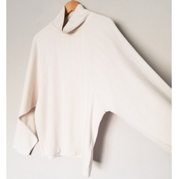 Madewell Brushed Herringbone Jacquard Turtleneck Top Funnel Neck Cream Ivory S - Picture 11 of 16